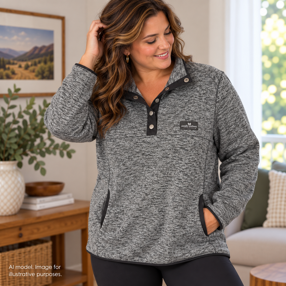 Simply Southern Jacket Womens XXL Gray Fleece Snap Mock Neck Ponte Knit Pullover